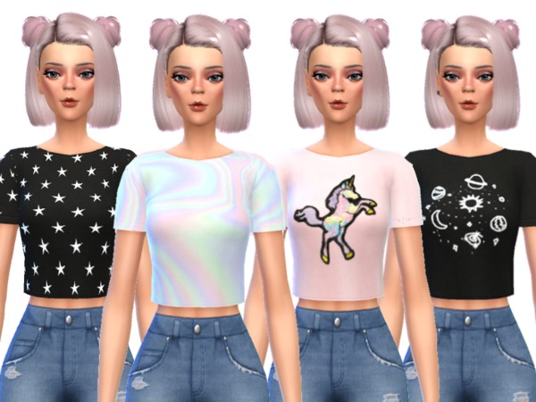 Sims 4 Kawaii Crop Tops by Wicked Kittie at TSR