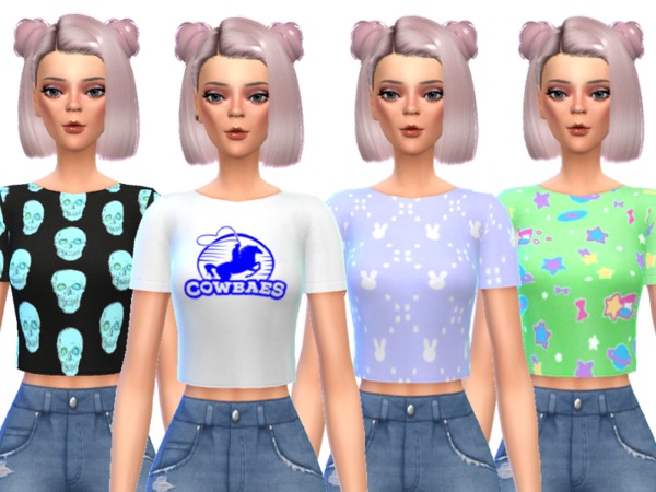 Sims 4 Kawaii Crop Tops by Wicked Kittie at TSR