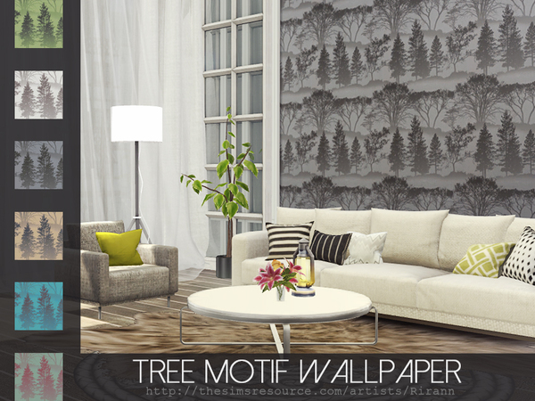 Sims 4 Tree Motif Wallpaper by Rirann at TSR