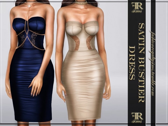 Sims 4 Satin Bustier Dress at Fashion Royalty Sims