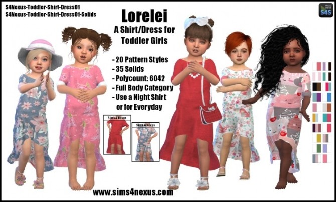 Sims 4 Lorelei shirt dress by SamanthaGump at Sims 4 Nexus