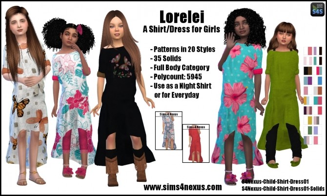 Sims 4 Lorelei shirt dress by SamanthaGump at Sims 4 Nexus