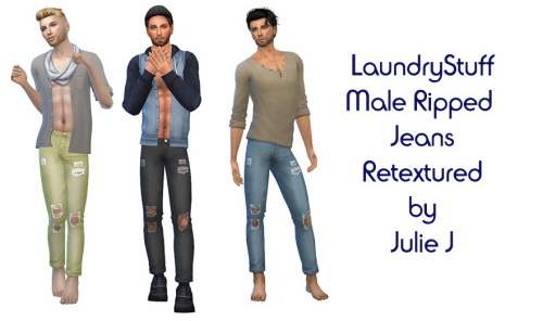 Sims 4 Laundry Stuff Male Ripped Jeans Recolours/Retexture at Julietoon – Julie J