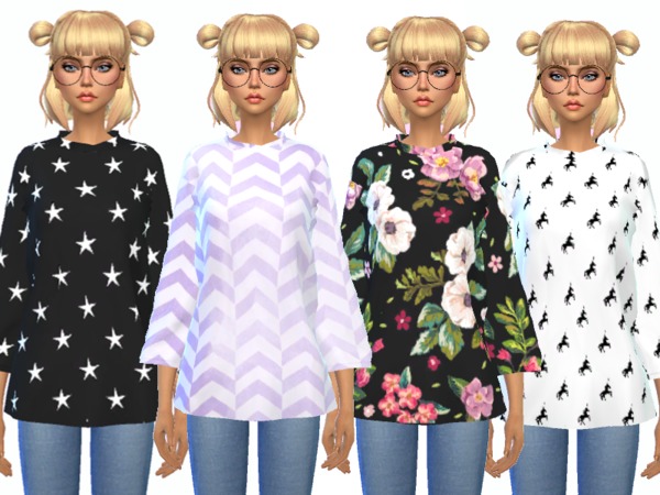 Over-sized Tee Shirts by Wicked_Kittie at TSR » Sims 4 Updates