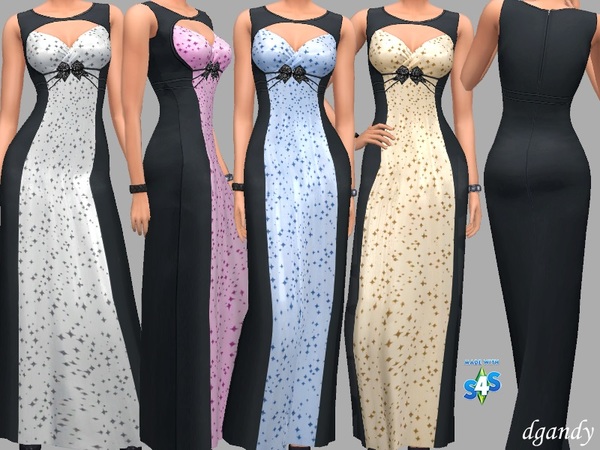 Sims 4 Irene long sleek black dress by dgandy at TSR