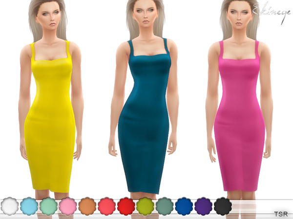 Sims 4 Square Neck Dress by ekinege at TSR