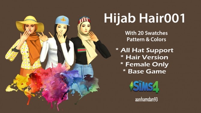 Sims 4 Hijab Model047 & NEW Hijab Hair at Aan Hamdan Simmer93