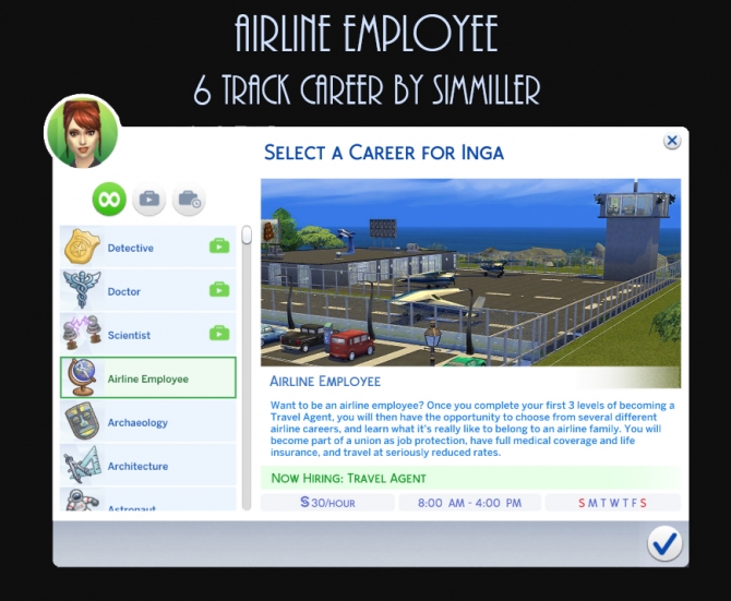 Airline Employee 6 Career Tracks by Simmiller at Mod The Sims » Sims 4 ...