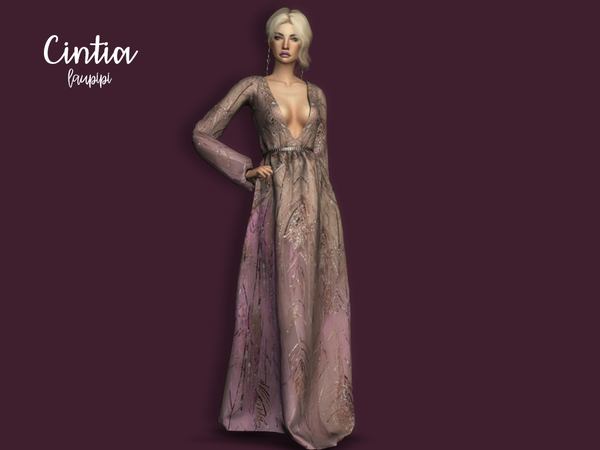 Sims 4 Cintia embellished gown by laupipi at TSR