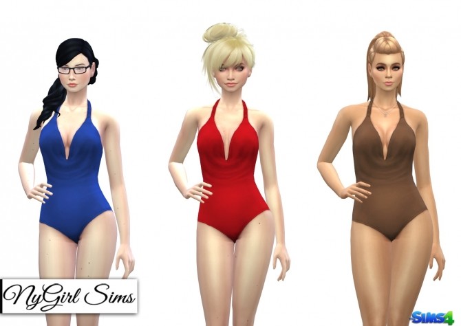 Sims 4 Draped V Neck Swimsuit at NyGirl Sims