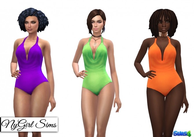Sims 4 Draped V Neck Swimsuit at NyGirl Sims