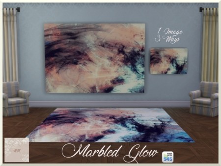 Marbled Glow two paintings and rug by augold44 at Mod The Sims