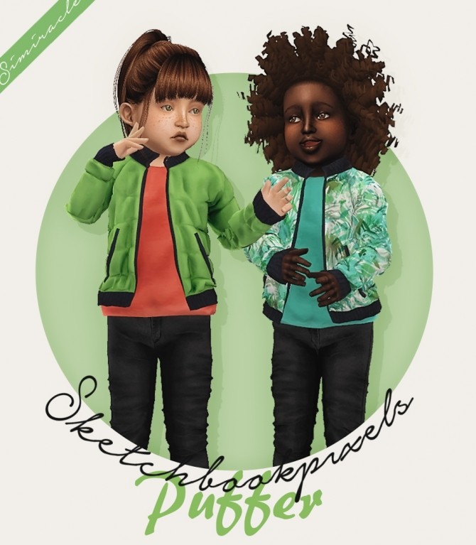 Sims 4 Sketchbookpixels Puffer Jacket + Shirt 3T4 at Simiracle