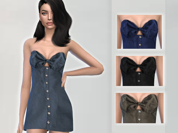 Sims 4 Strapless Dress by Puresim at TSR