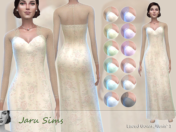 Sims 4 Laced Gown Alexis 1 by Jaru Sims at TSR