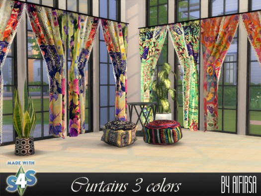 Sims 4 Curtains 3 colors at Aifirsa