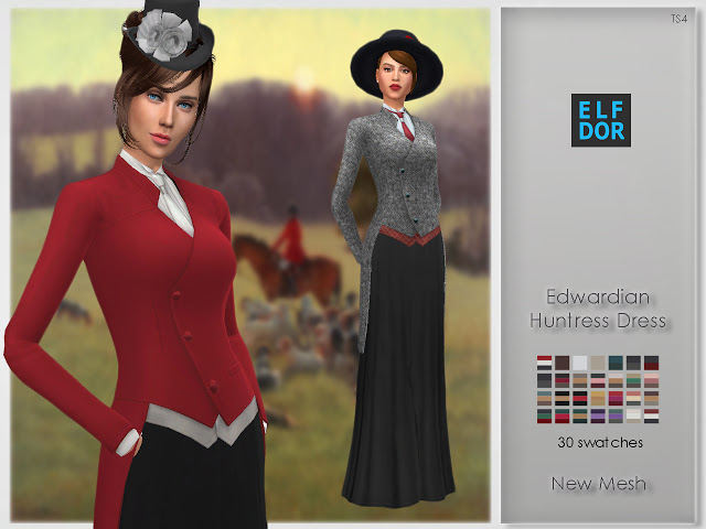 Sims 4 Edwardian Huntress Dress at Elfdor Sims
