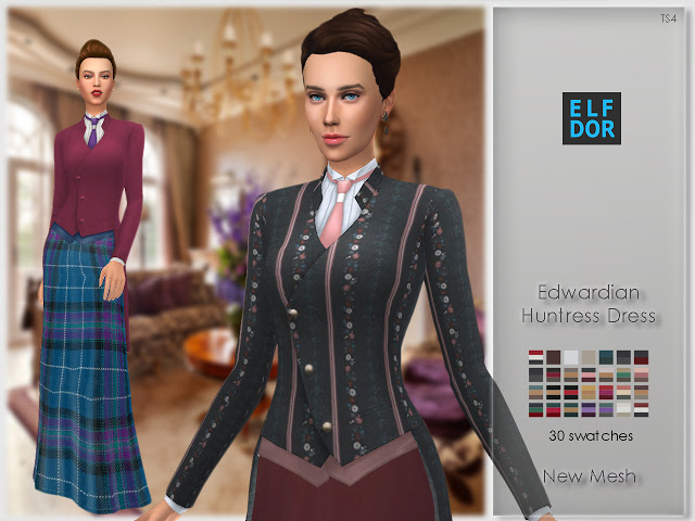 Sims 4 Edwardian Huntress Dress at Elfdor Sims