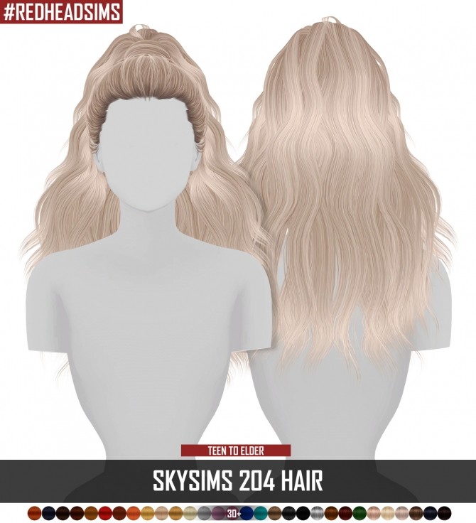 Sims 4 SKYSIMS 204 HAIR 2T4 at REDHEADSIMS