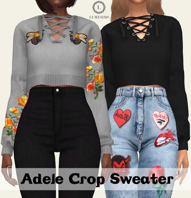 Sims 4 Adele Crop Sweater at Lumy Sims