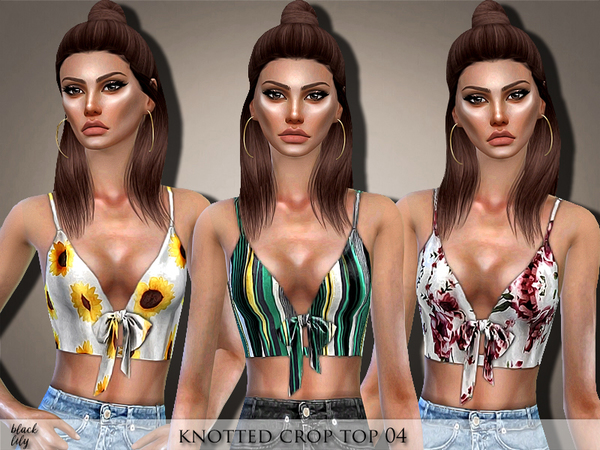 Sims 4 Knotted Crop Top 04 by Black Lily at TSR