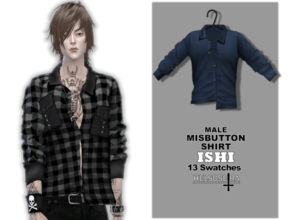 ISHI Misbutton Shirt Male by Helsoseira at TSR » Sims 4 Updates