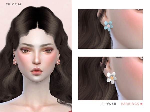 Sims 4 Flower earrings by ChloeMMM at TSR