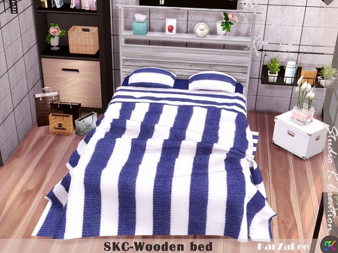 Sims 4 SKC Wooden bed at Studio K Creation