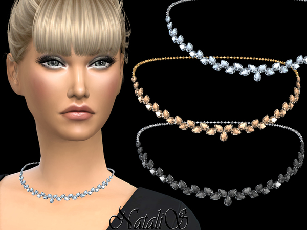 Sims 4 Pear cut crystals necklace by NataliS at TSR
