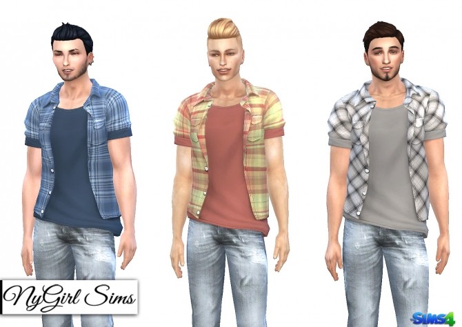 Sims 4 Open Plaid Button Up with Tee at NyGirl Sims
