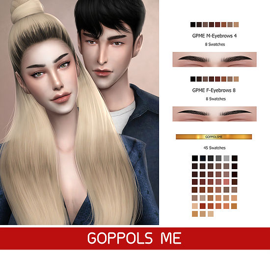Sims 4 GPME Eyebrows M 4 / F 8 at GOPPOLS Me