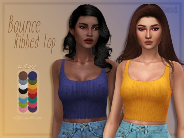 Sims 4 Bounce Ribbed Top by Trillyke at TSR