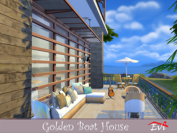 Sims 4 Golden Boat House by evi at TSR