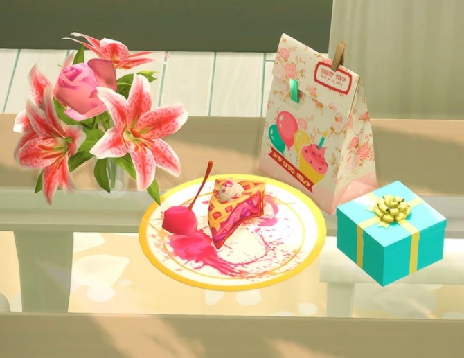 Sims 4 Cherry Pie on a Plate Deco Food Clutter at Josie Simblr