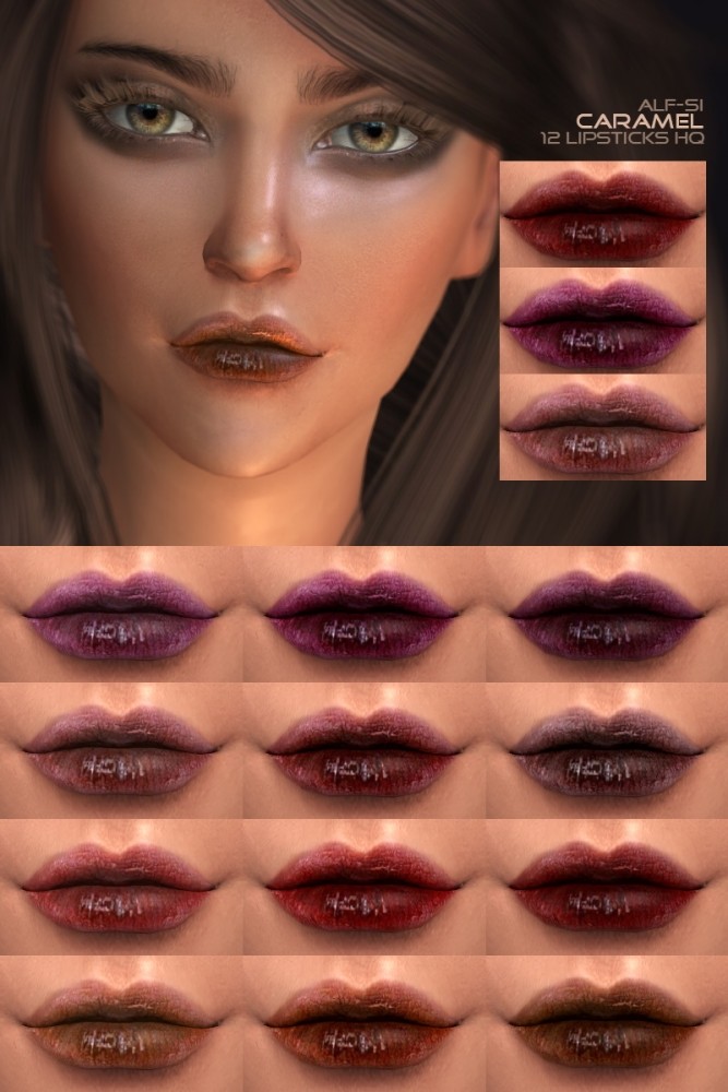 Sims 4 Lipstick 03 Caramel HQ at Alf si