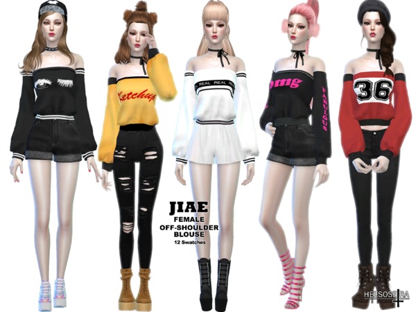 Sims 4 JIAE Off shoulder Blouse by Helsoseira at TSR