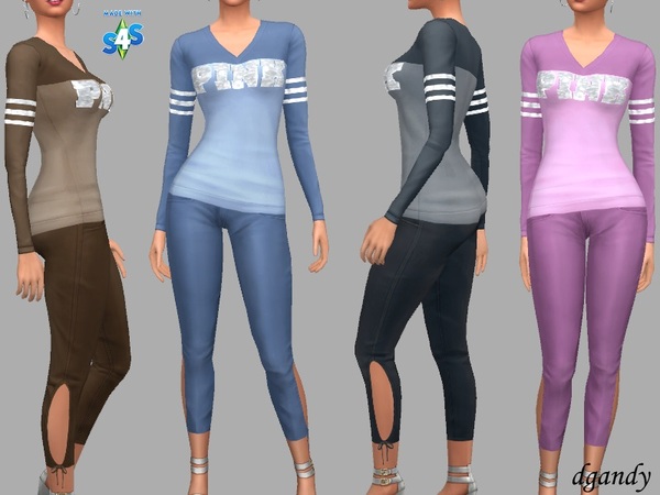 Sims 4 T Shirt and Capri Pants Jamie by dgandy at TSR