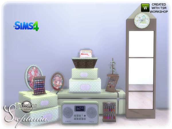 Sims 4 Septania bedroom decorations by jomsims at TSR