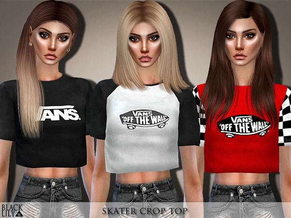Sims 4 Skater Crop Top by Black Lily at TSR