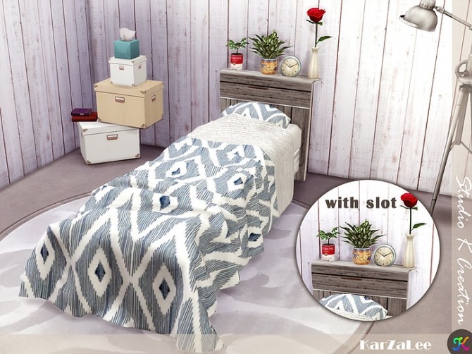 Sims 4 SKC wooden single bed at Studio K Creation