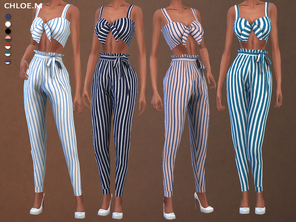 Sims 4 Camisole and Pants with bowknot by ChloeMMM at TSR