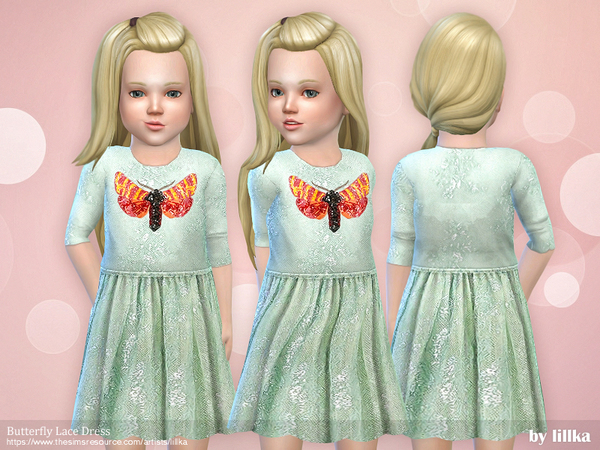 Sims 4 Butterfly Lace Dress by lillka at TSR