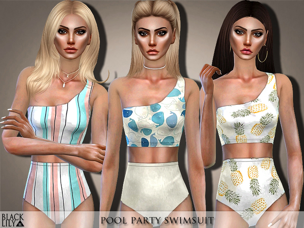 Sims 4 Pool Party Swimsuit by Black Lily at TSR