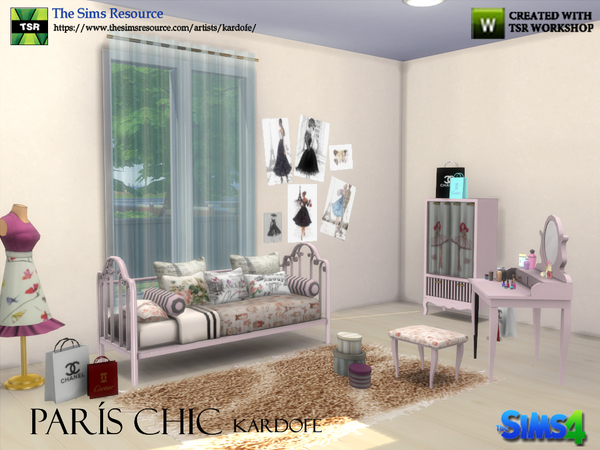 Sims 4 Paris Chic bedroom by kardofe at TSR