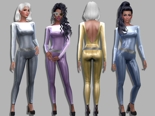 Sims 4 Spacer shiny jumpsuit by Simalicious at TSR