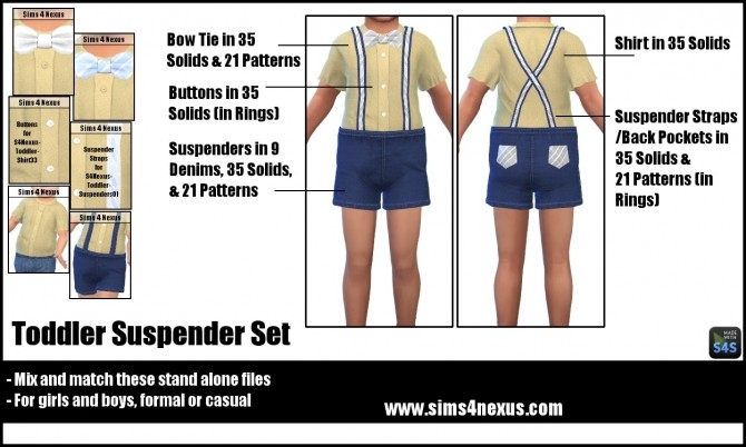 Sims 4 Toddler Suspender Set by SamanthaGump at Sims 4 Nexus