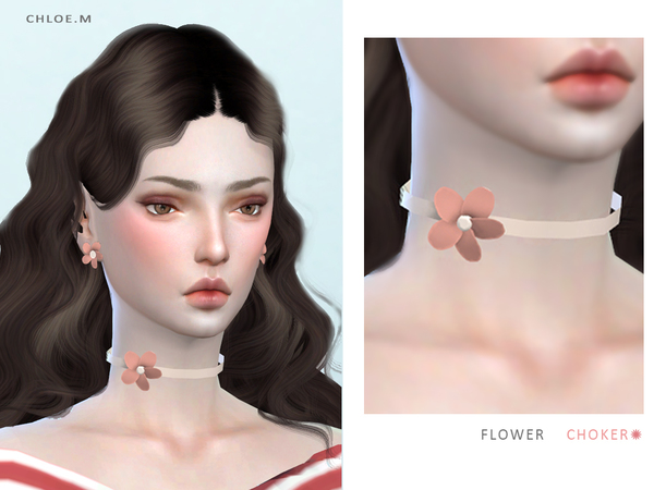 Sims 4 Flower Choker by ChloeMMM at TSR