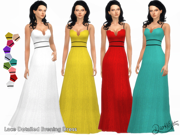 Sims 4 Lace Detailed Evening Dress by DarkNighTt at TSR
