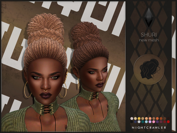 Sims 4 Shuri hair by Nightcrawler at TSR