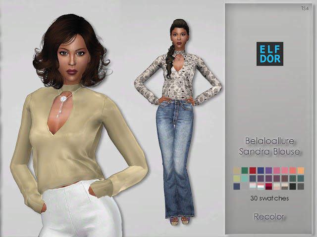 Sims 4 Belaloallure Sandra Blouse Recolor at Elfdor Sims